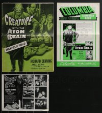 3a0206 LOT OF CREATURE WITH THE ATOM BRAIN UNCUT US PRESSBOOKS, ENGLISH PRESSBOOK & SUPPLEMENT 1955
