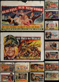 3a0124 LOT OF 16 FORMERLY FOLDED HORIZONTAL BELGIAN POSTERS 1950s-1960s a variety of movie images!