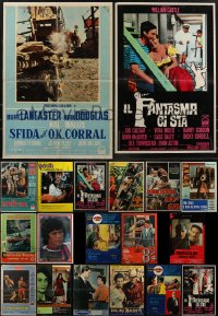 3a0642 LOT OF 19 FORMERLY FOLDED VERTICAL ITALIAN 19X27 PHOTOBUSTAS 1950s-1970s cool movie scenes!