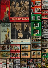 3a0612 LOT OF 64 FORMERLY FOLDED ITALIAN 19X27 PHOTOBUSTAS 1960s-1970s a variety of movie scenes!