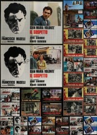 3a0615 LOT OF 59 FORMERLY FOLDED ITALIAN 19X27 PHOTOBUSTAS 1960s-1980s cool movie scenes!