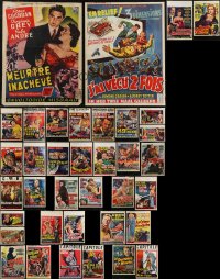 3a0666 LOT OF 37 FORMERLY FOLDED 1950S FILM NOIR BELGIAN POSTERS 1950s cool movie images!