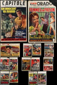 3a0674 LOT OF 17 FORMERLY FOLDED 1950S CRIME BELGIAN POSTERS 1950s a variety of cool movie images!