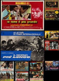 3a0644 LOT OF 13 FORMERLY FOLDED ITALIAN 19X27 PHOTOBUSTAS 1960s-1980s a variety of movie scenes!