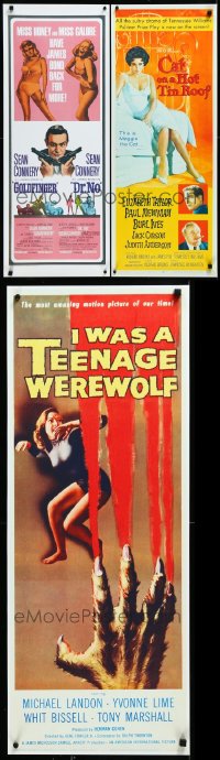 3a0579 LOT OF 3 UNFOLDED REPRODUCTION POSTERS 1980s James Bond, Liz, I Was a Teenage Werewolf