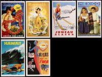 3a0116 LOT OF 6 UNFOLDED 11X17 REPRO PHOTOS OF TRAVEL POSTERS 1990s Hawaii, Las Vegas & more!
