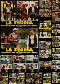 3a0627 LOT OF 43 FORMERLY FOLDED ITALIAN 19X27 PHOTOBUSTAS 1970s-1980s scenes from several movies!