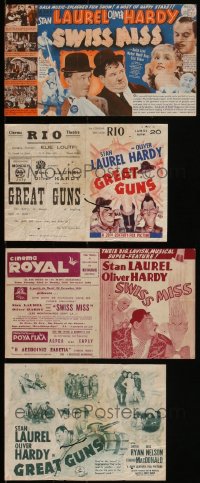 3a0186 LOT OF 2 FORMERLY FOLDED 1940S LAUREL & HARDY HERALDS 1940s Swiss Miss, Great Guns!