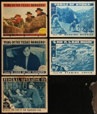 3a0391 LOT OF 5 SERIAL LOBBY CARDS 1940s great scenes from several different movies!