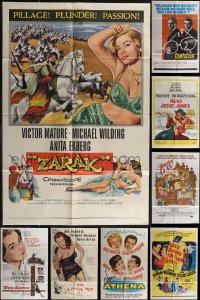 3a0270 LOT OF 14 FOLDED 1950s-1970s ONE-SHEETS 1950s-1970s great images for a variety of movies!