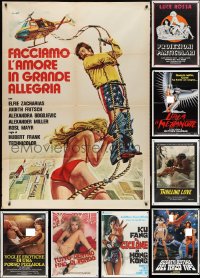 3a0065 LOT OF 9 FOLDED SEXPLOITATION ITALIAN ONE-PANELS 1970s-1990s sexy images with nudity!