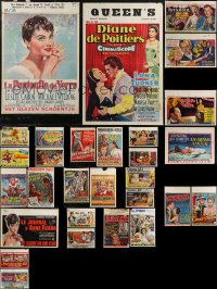 3a0668 LOT OF 33 FORMERLY FOLDED MAINLY US MOSTLY 1950S BELGIAN POSTERS 1950s cool movie images!