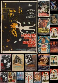 3a0707 LOT OF 20 FORMERLY FOLDED SPANISH POSTERS 1960s-1990s great images from a variety of movies!