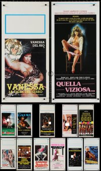 3a0573 LOT OF 13 FORMERLY FOLDED SEXPLOITATION ITALIAN LOCANDINAS 1970s-1990s with nudity, sexy!