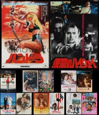 3a0607 LOT OF 13 UNFOLDED JAPANESE B2 POSTERS 1970s-1980s a variety of cool movie images!