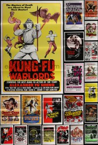 3a0024 LOT OF 60 TRI-FOLDED KUNG FU ONE-SHEETS 1970s-1980s great images from martial arts movies!