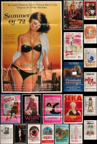 3a0252 LOT OF 29 FOLDED SEXPLOITATION ONE-SHEETS 1970s-1980s sexy images with partial nudity!
