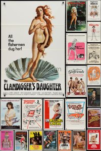 3a0029 LOT OF 35 TRI-FOLDED SEXPLOITATION ONE-SHEETS 1970s-1980s sexy images with partial nudity!