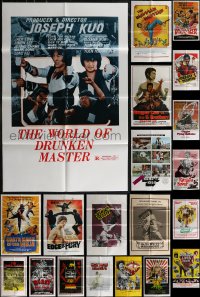 3a0263 LOT OF 21 FOLDED KUNG FU ONE-SHEETS 1970s-1980s great images from martial arts movies!