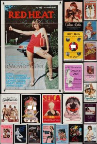 3a0739 LOT OF 32 FORMERLY TRI-FOLDED SEXPLOITATION ONE-SHEETS 1970s-1980s sexy images with nudity!