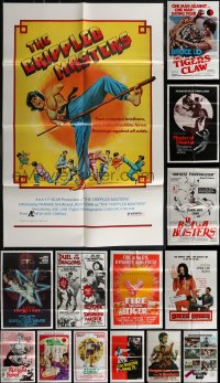 3a0266 LOT OF 19 FOLDED KUNG FU ONE-SHEETS 1970s-1980s great image from martial arts movies!