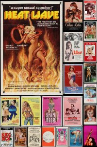 3a0026 LOT OF 42 TRI-FOLDED SEXPLOITATION ONE-SHEETS 1970s-1980s sexy images with some nudity!