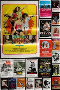 3a0740 LOT OF 32 FORMERLY TRI-FOLDED ONE-SHEETS 1970s-1980s a variety of cool movie images!