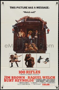 3b0256 100 RIFLES int'l 1sh 1969 Jim Brown, Raquel Welch & Burt Reynolds!