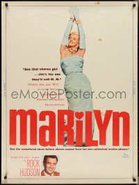 3b1335 MARILYN 30x40 1963 great sexy full-length image of young Monroe, plus Rock Hudson too!