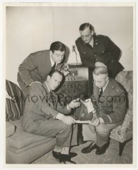 3b0828 ABBOTT & COSTELLO 8x10 still 1941 hearing about Pearl Harbor attack on the radio w/officers!