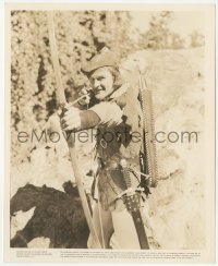 3b0830 ADVENTURES OF ROBIN HOOD 8.25x10 still 1938 close portrait of Errol Flynn with bow & arrow!