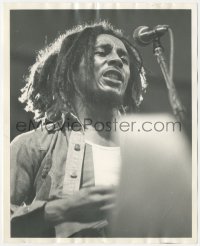 3b0851 BOB MARLEY 8x10 publicity photo 1970s the legendary Jamaican reggae singer by microphone!