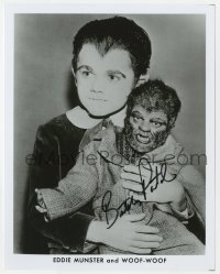 3b0857 BUTCH PATRICK signed 8x10.25 publicity still 1980s portrait as Eddie Munster holding Woof-Woof!