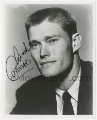 3b0865 CHUCK CONNORS signed 8x10 REPRO photo 1980s portrait of TV's Rifleman wearing suit & tie!