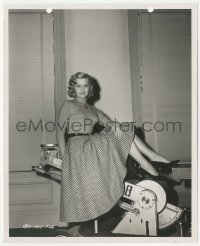 3b0872 CONSTANCE TOWERS 8x10 still 1955 she's sitting on Columbia camera equipment by Gereghty!