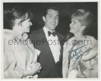 3b0879 DEBBIE REYNOLDS signed 8x10 REPRO photo 1980s at party with Deborah Walley & John Ashley!