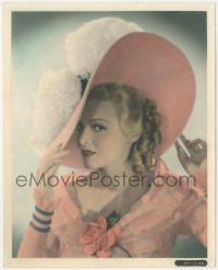 3b0978 MADELEINE CARROLL color deluxe 8x10 still 1937 wonderful portrait wearing cool hat & dress!