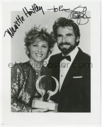 3b0985 MARIETTE HARTLEY/JAMES BROLIN signed 8x10 REPRO photo 1980s smiling at awards ceremony!