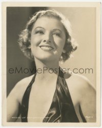 3b1000 MYRNA LOY 8x10.25 still 1930s beautiful smiling portrait wearing halter top dress!