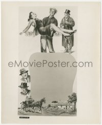 3b1030 QUIET MAN 8.25x10 still 1952 art of John Wayne, Maureen O'Hara & cast used on three-sheet!