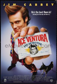 3b1658 ACE VENTURA PET DETECTIVE 1sh 1994 Jim Carrey tries to find Miami Dolphins mascot!