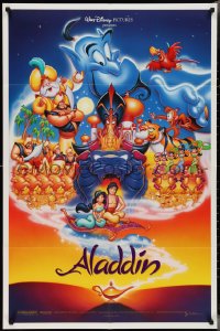 3b0258 ALADDIN DS 1sh 1992 Walt Disney Arabian fantasy cartoon, Calvin Patton art of cast!