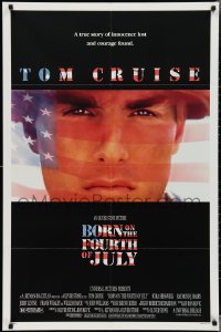 3b0270 BORN ON THE FOURTH OF JULY DS 1sh 1989 Oliver Stone, great patriotic image of Tom Cruise!