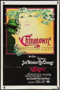 3b0275 CHINATOWN 1sh 1974 Roman Polanski, Jim Pearsall art of smoking Jack Nicholson & Faye Dunaway!