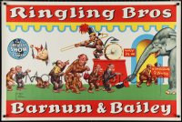 3b1249 RINGLING BROS BARNUM & BAILEY 28x42 circus poster 1960s cool art of monkeys going to circus!