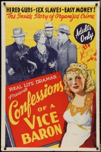 3b0279 CONFESSIONS OF A VICE BARON 1sh 1943 art, hired guns, sex slaves & easy money!