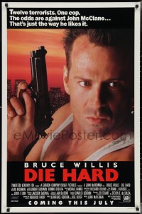 3b1683 DIE HARD advance 1sh 1988 Bruce Willis vs twelve terrorists, action classic, with borders!