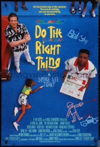 3b1684 DO THE RIGHT THING DS 1sh 1989 Spike Lee, Danny Aiello, girl scribbling with sidewalk chalk!