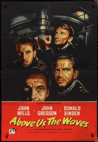 3b0257 ABOVE US THE WAVES English 1sh 1956 John Mills & English WWII sailors at periscope in sub!