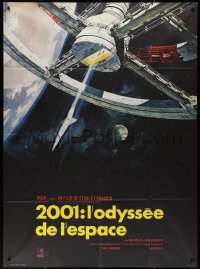 3b0044 2001: A SPACE ODYSSEY French 1p R1970s Stanley Kubrick, Bob McCall art of space wheel!